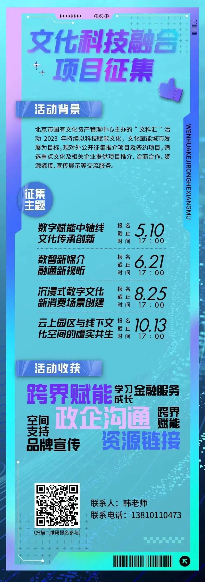 2023年“文科汇”文化科技融合系列活动推介项目征集正式启动(图1) 2023年“文科汇”文化科技融合系列活动推介项目征集正式启动(图1)